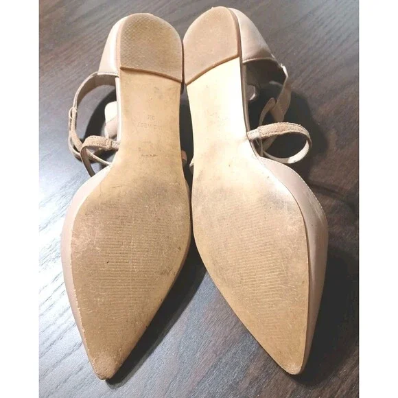 Nine West Beige Leather  Pointed Toe Flats Women's Size 9 - Picture 6 of 7